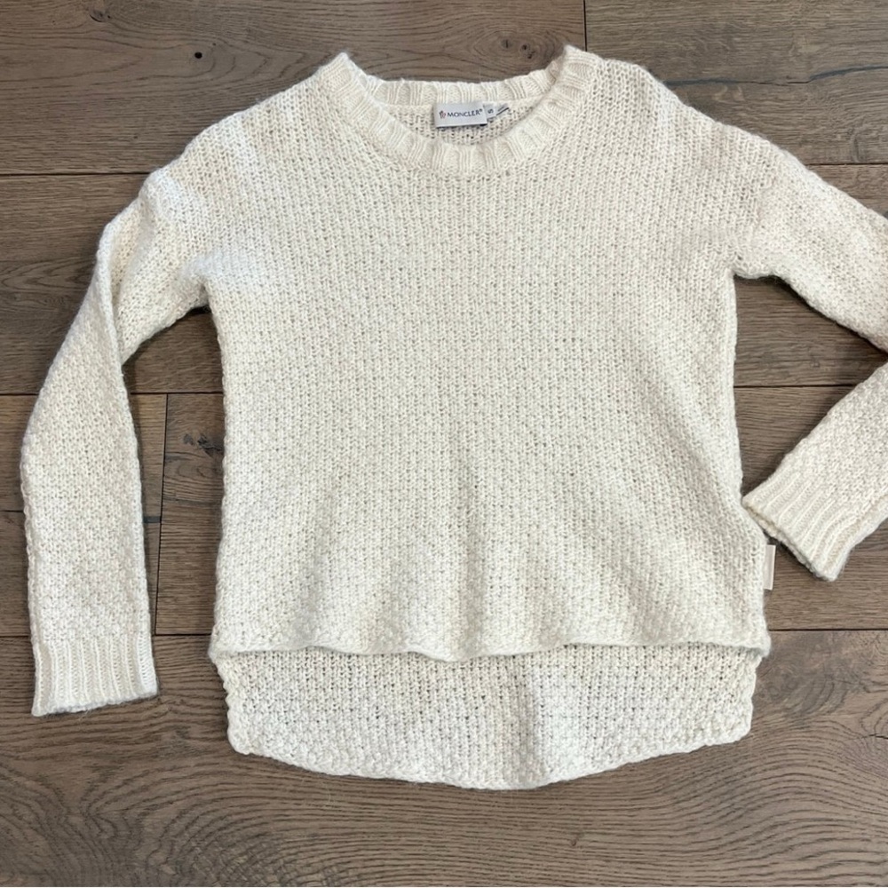 Moncler Cream Textured Crewneck Sweater